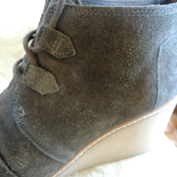 Toms Brown Suede Kala Desert Wedge Lace Up Booties 8.5 - Picture 6 of 9